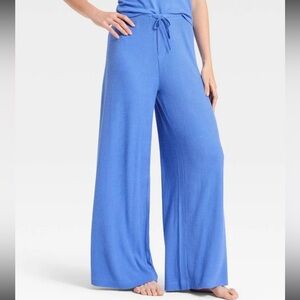 Auden Wide-Leg Ribbed Knit Pants in Periwinkle